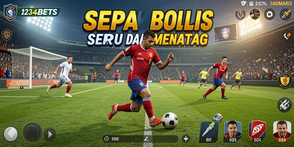 Tampilan gameplay seru di 1234BETS dengan aksi sepak bola yang dinamis.