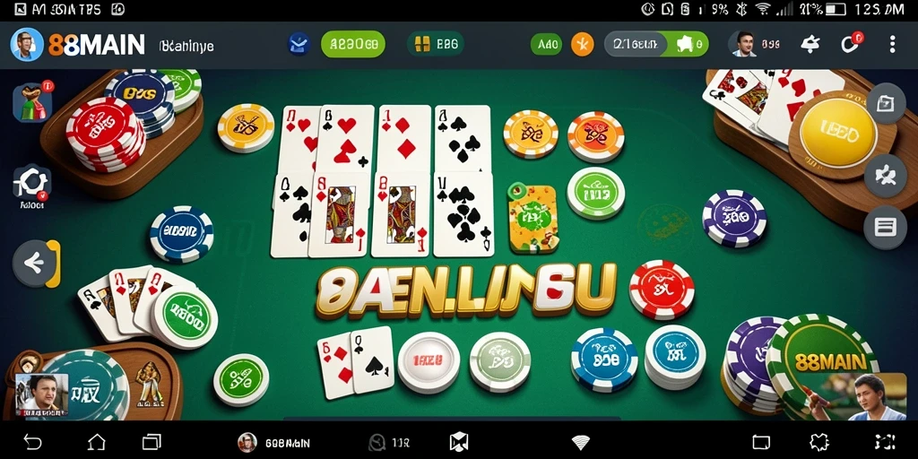 Screenshot dari gameplay gaple yang menampilkan antarmuka permainan.