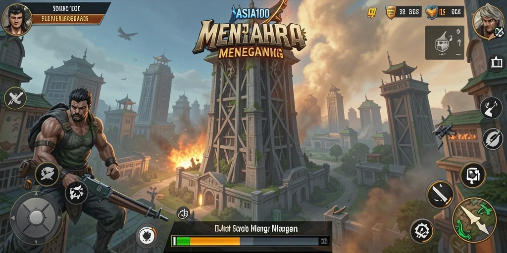 Tampilan gameplay menara pertahanan dalam ASIA100 yang menarik.