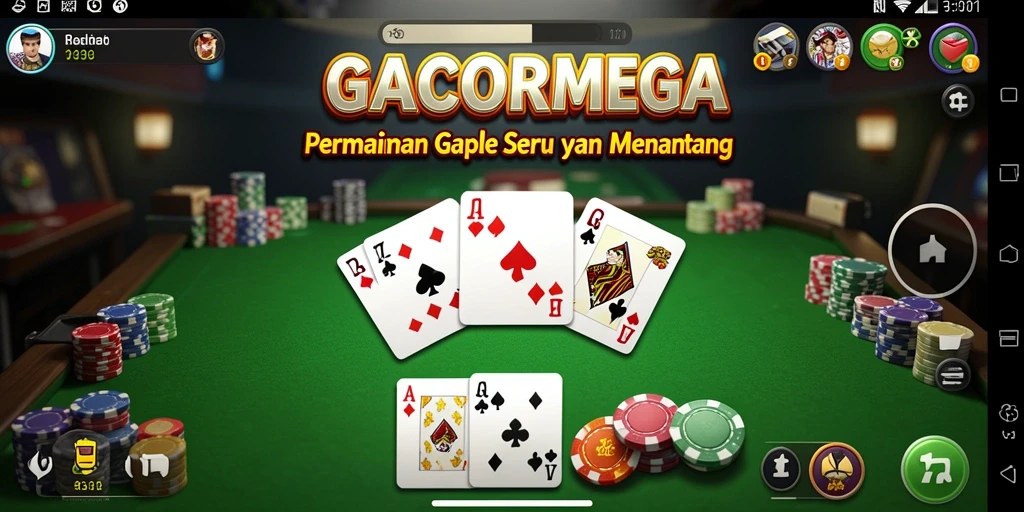 Screenshot GACORMEGA menampilkan aksi seru dalam permainan Gaple.