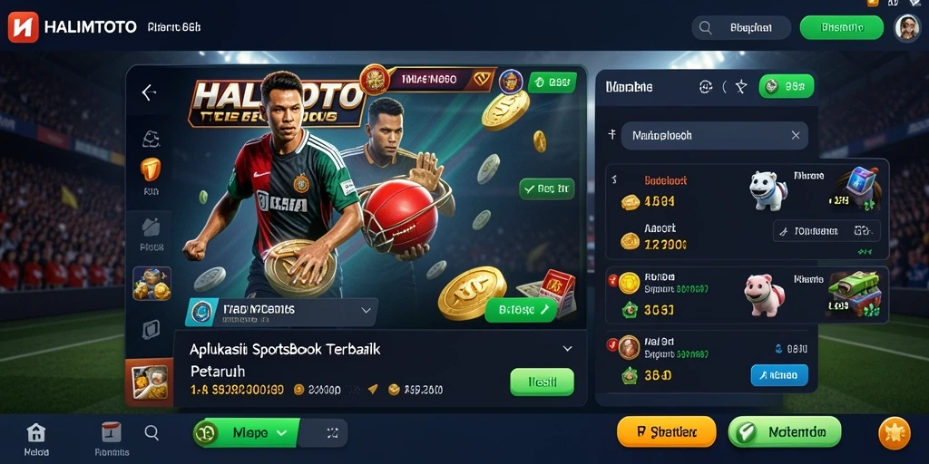 Tampilan layar utama HALIMTOTO dengan berbagai opsi taruhan olahraga.