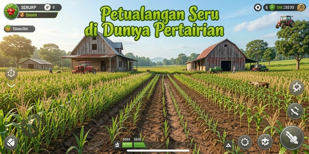 Screenshot SERURP menampilkan kebun yang indah dan tanaman yang subur.