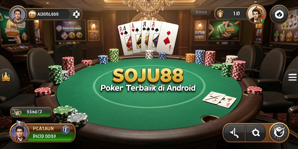 Screenshot gameplay seru dari SOJU88 yang menunjukkan aksi Poker mendebarkan.
