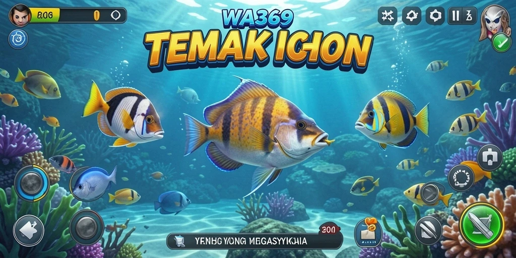 Tampilan gameplay seru dengan ikan dan bonus menarik.